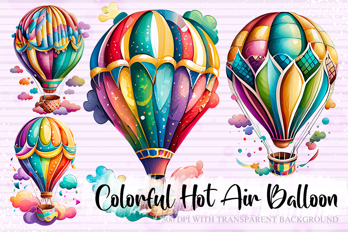Cute Colorful Hot Air Balloon Art Graphic by Jafar1Rampersad