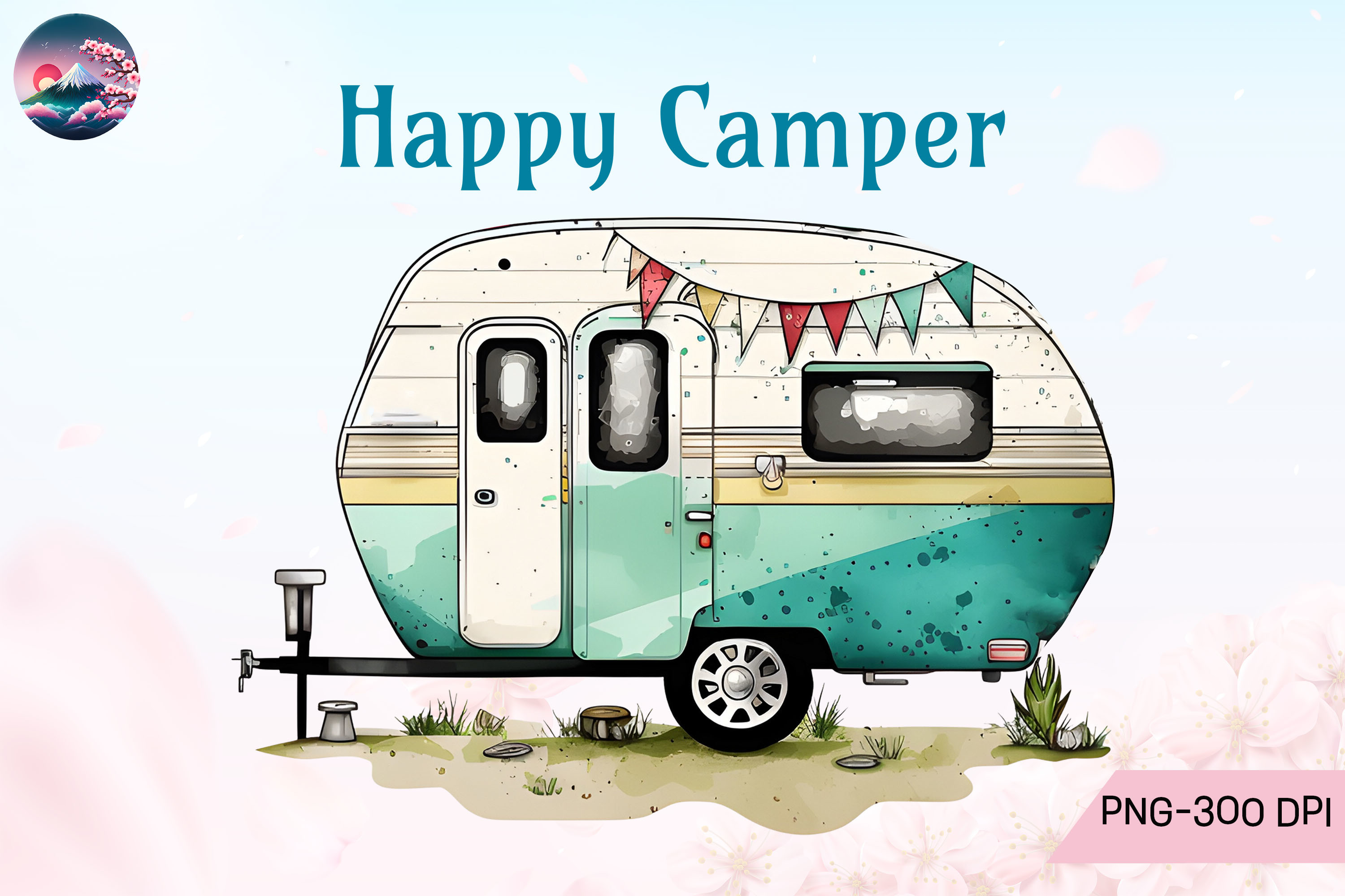 Happy Camper Sublimation Graphic by Cherry Blossom · Creative Fabrica