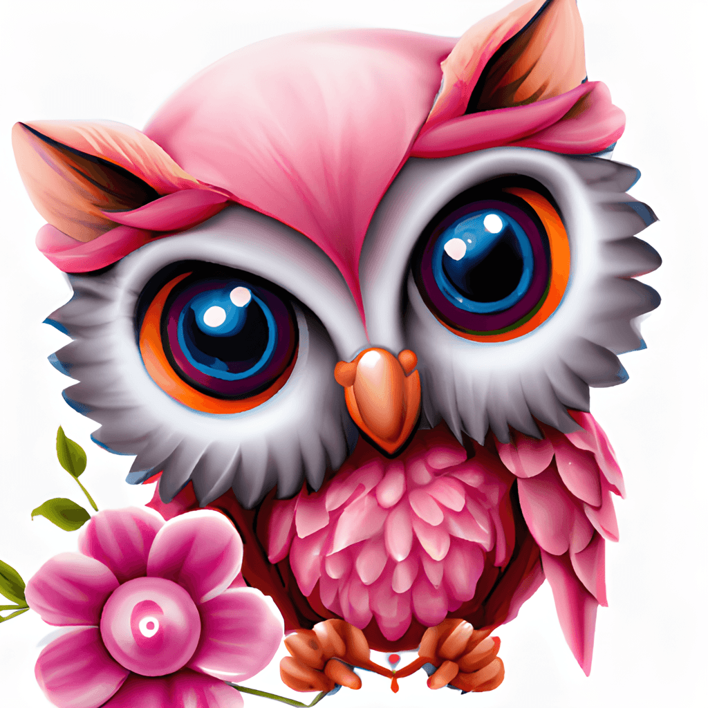 Adorable Rose Pink Baby Owl Graphic · Creative Fabrica