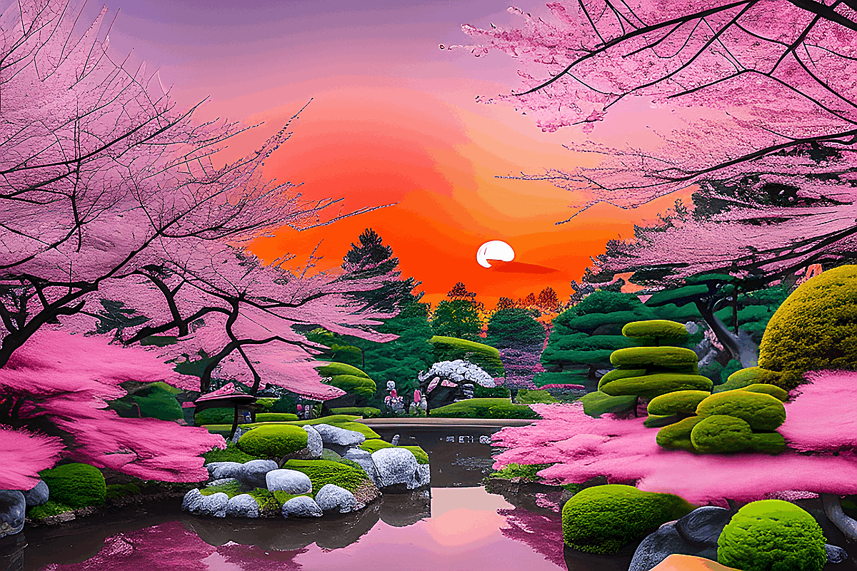 Japanese Garden Haven Graphic by eifelArt Studio · Creative Fabrica