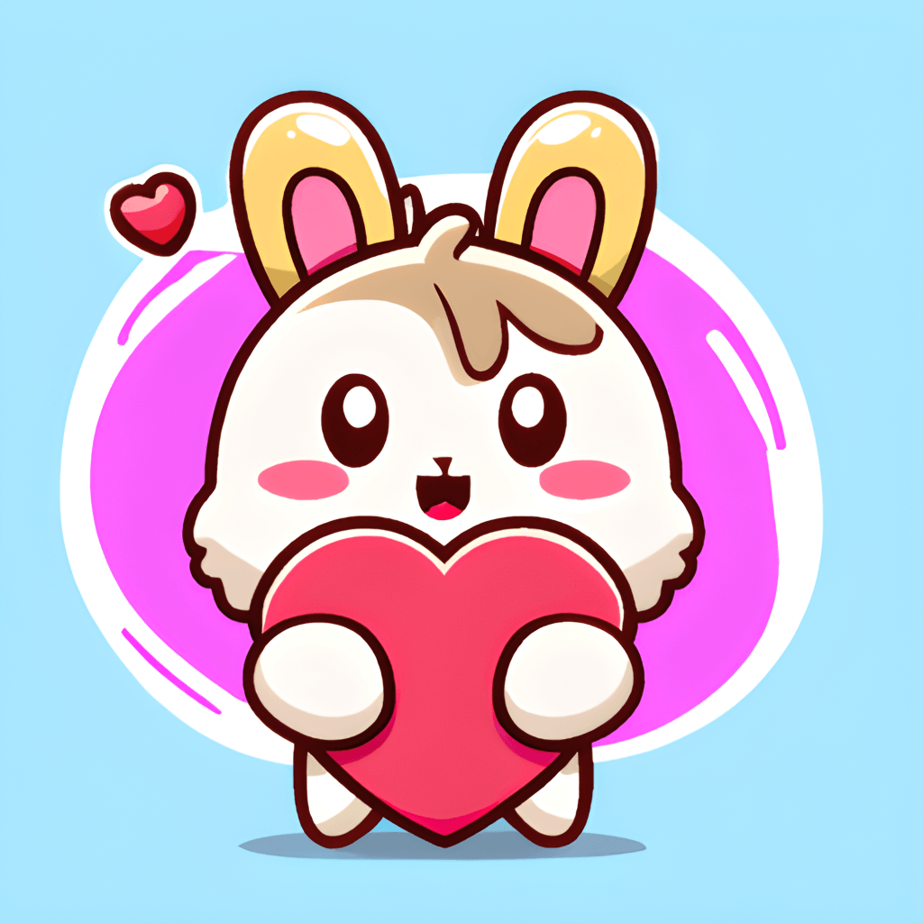 Cute Rabbit Holding a Big Heart Kawaii Chibi Cartoon Graphic · Creative ...