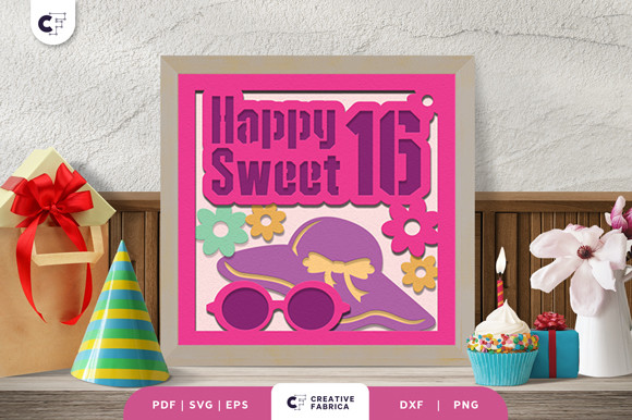 Sweet Sixteen Girl 3D Layered Paper Cut · Creative Fabrica