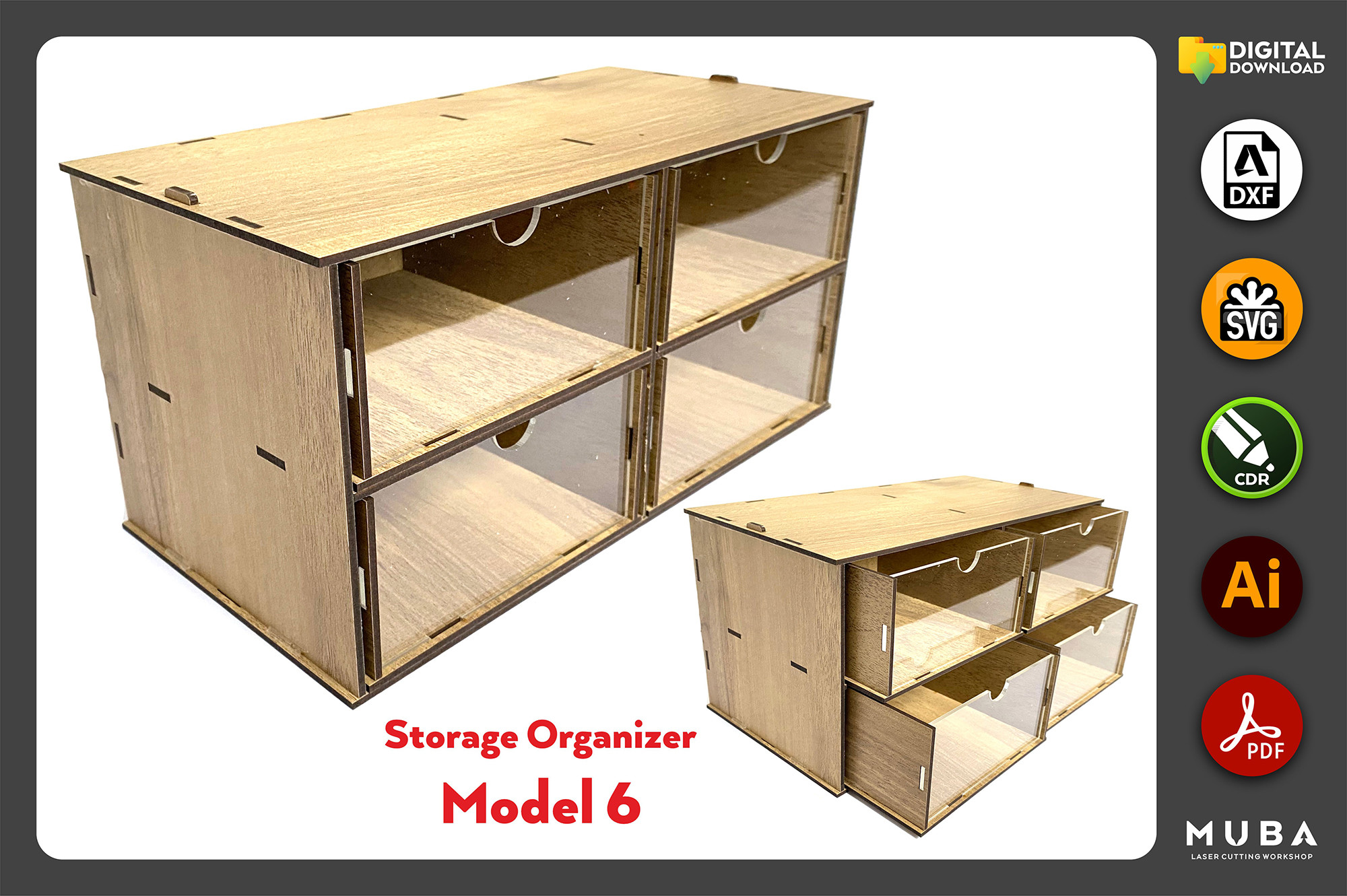 Desktop Organizer SVG, Hobby Storage Box Graphic by mubalazer