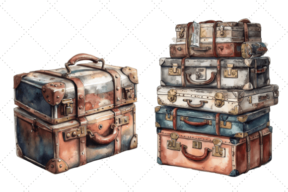Vintage Travelling Suitcases Graphic by Quirk Junk Journals · Creative  Fabrica