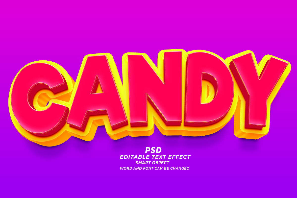 PSD 3d Candy Editable Text Effect Graphic by TrueVector · Creative Fabrica