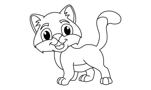 Drawing and Paint Cute Cartoon Cat. Educational Game for Kids. Vector  Illustration. Stock Vector