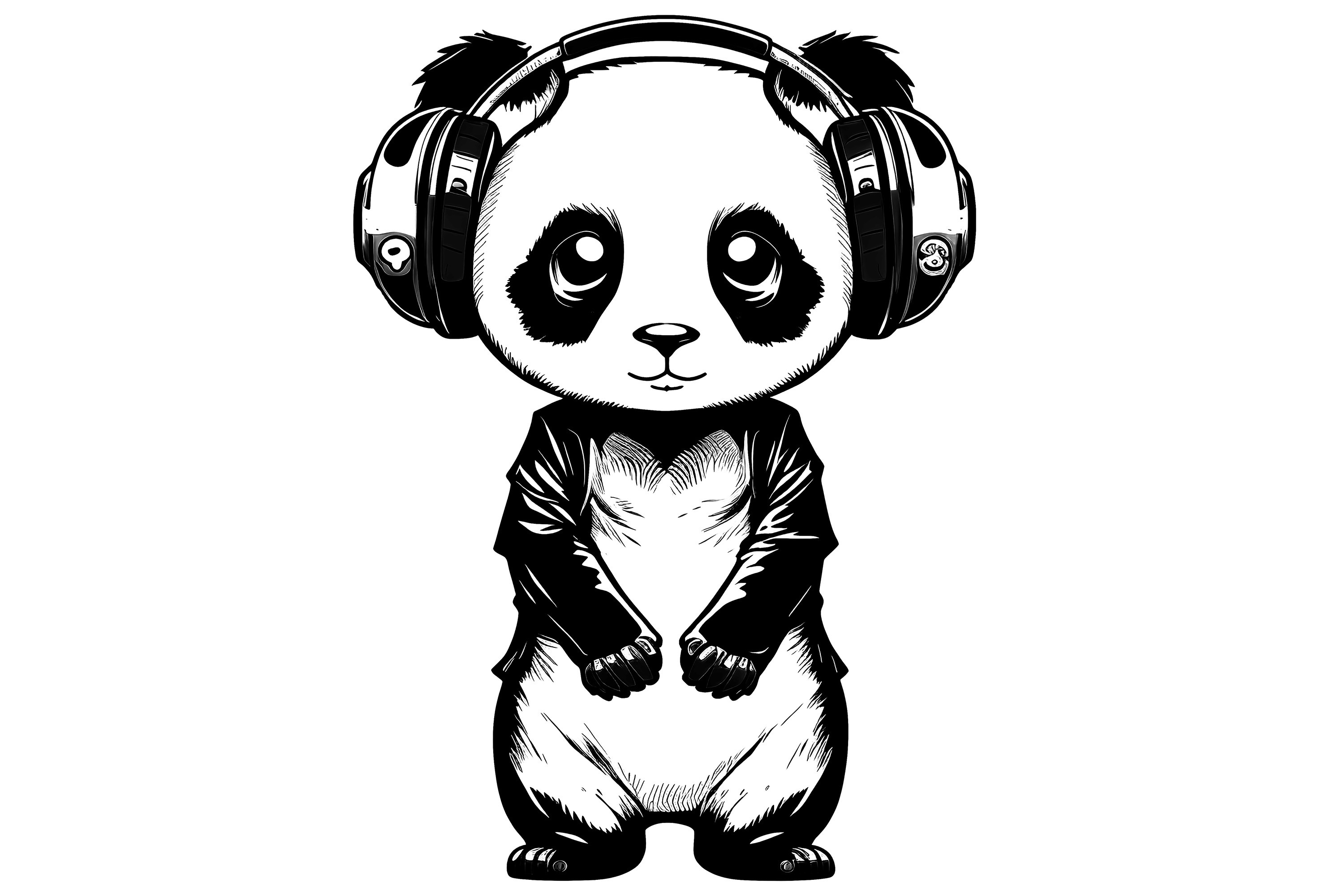 Panda Wearing Headphone Graphic by Art On Demand · Creative Fabrica