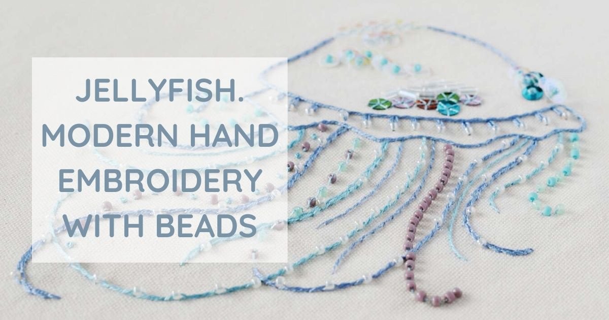 Jellyfish. Modern Hand Embroidery With Beads - Creative Fabrica
