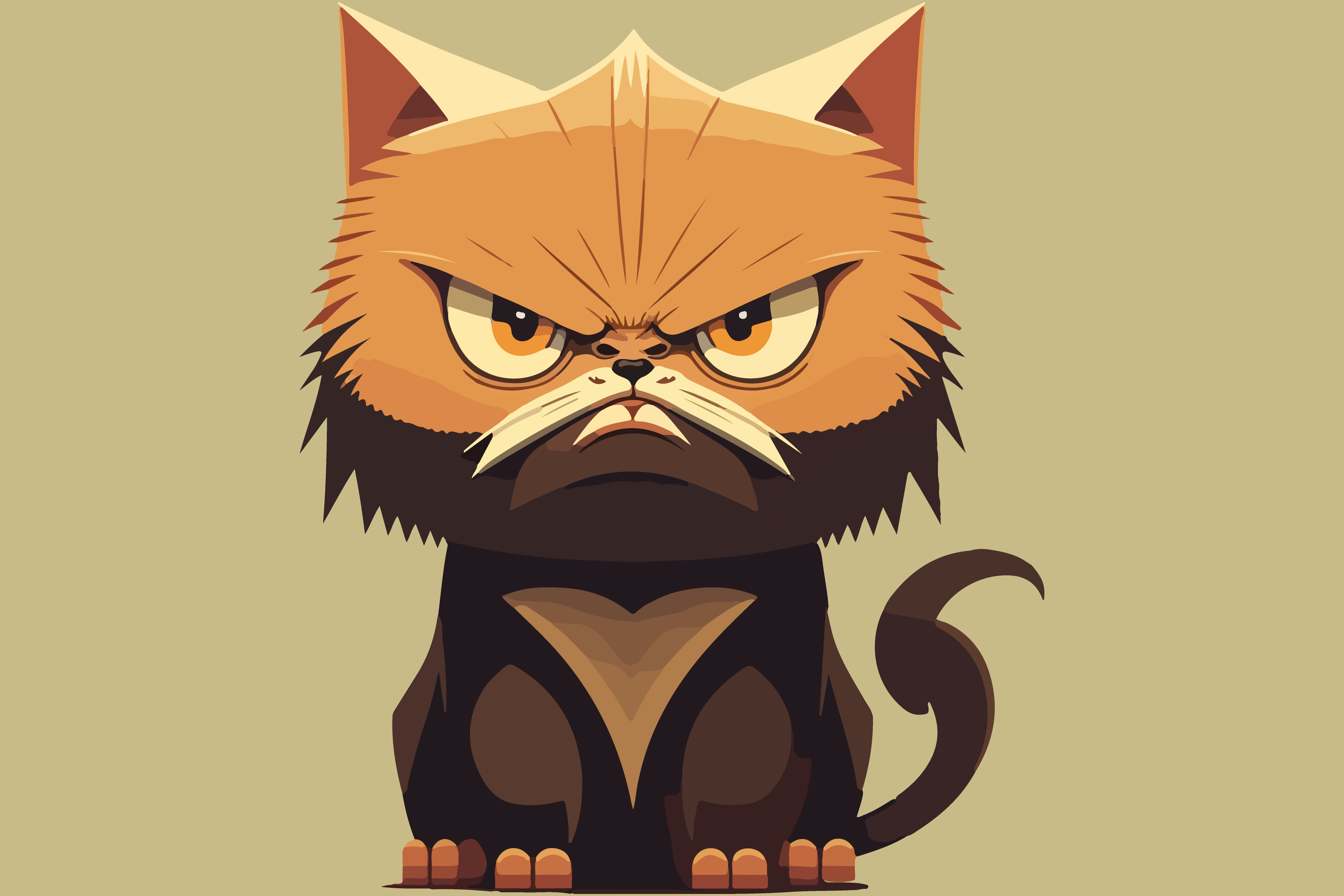 Angry gray cat, cat face, cartoon vector picture on a dark background  7517446 Vector Art at Vecteezy