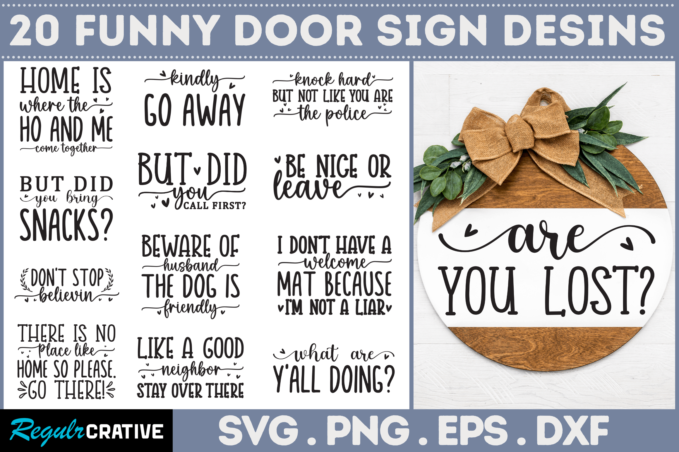 Funny Door Sign SVG Bundle Graphic by Regulrcrative · Creative Fabrica