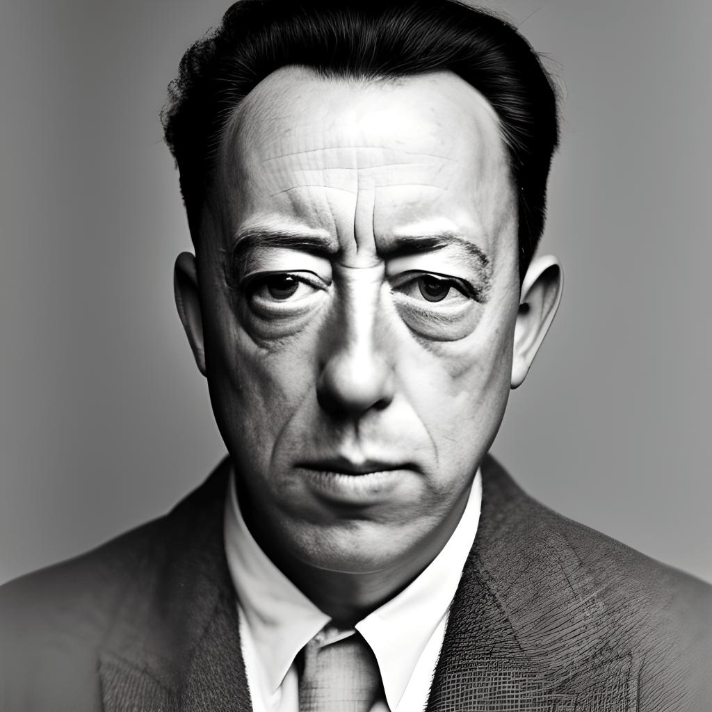 Photographie d'Albert Camus, 28 ans, léger sourire, 135 mm, F28