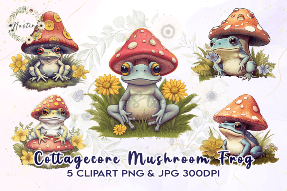 Cottagecore Mushroom Frog Clipart Graphic by Nastine · Creative Fabrica