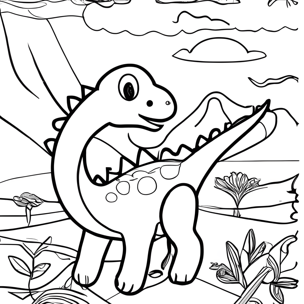 Dinosaur Coloring Page · Creative Fabrica