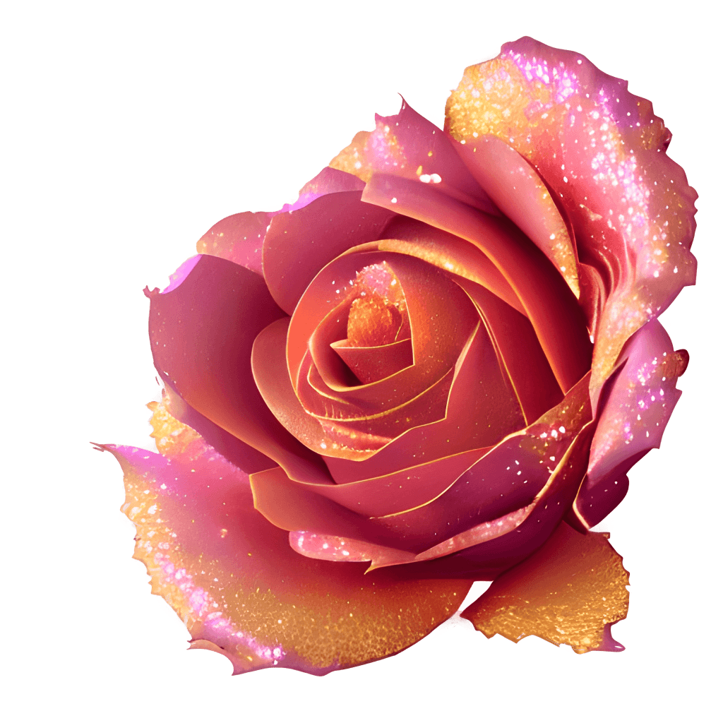 Red Rose with Gold Glitter Graphic · Creative Fabrica