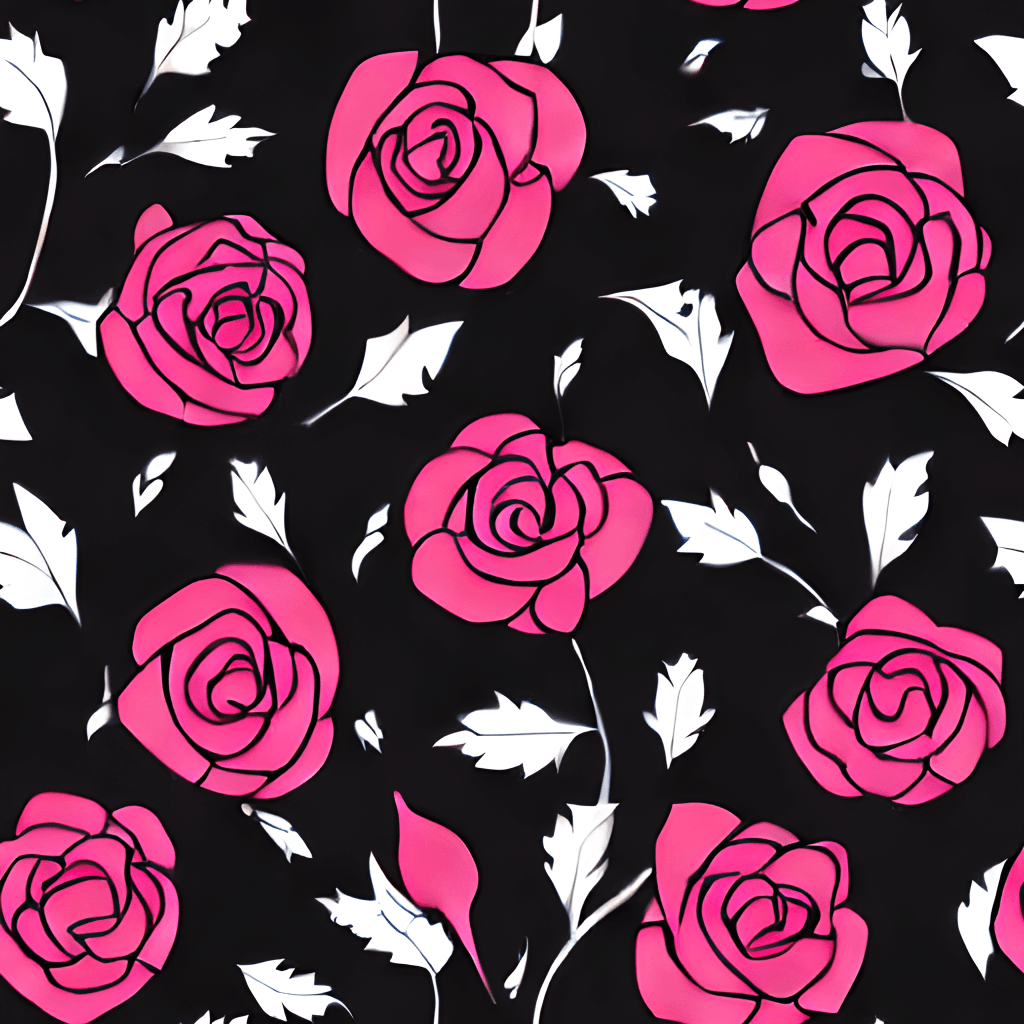 Rose Vector Black Background Pattern · Creative Fabrica