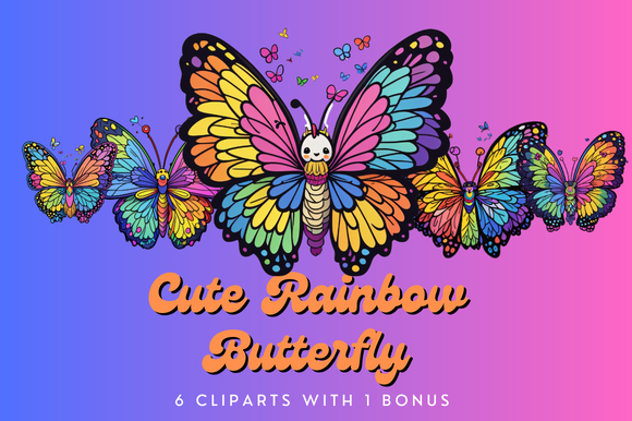 Cute Rainbow Butterfly Clipart Graphic by theartcreator · Creative Fabrica