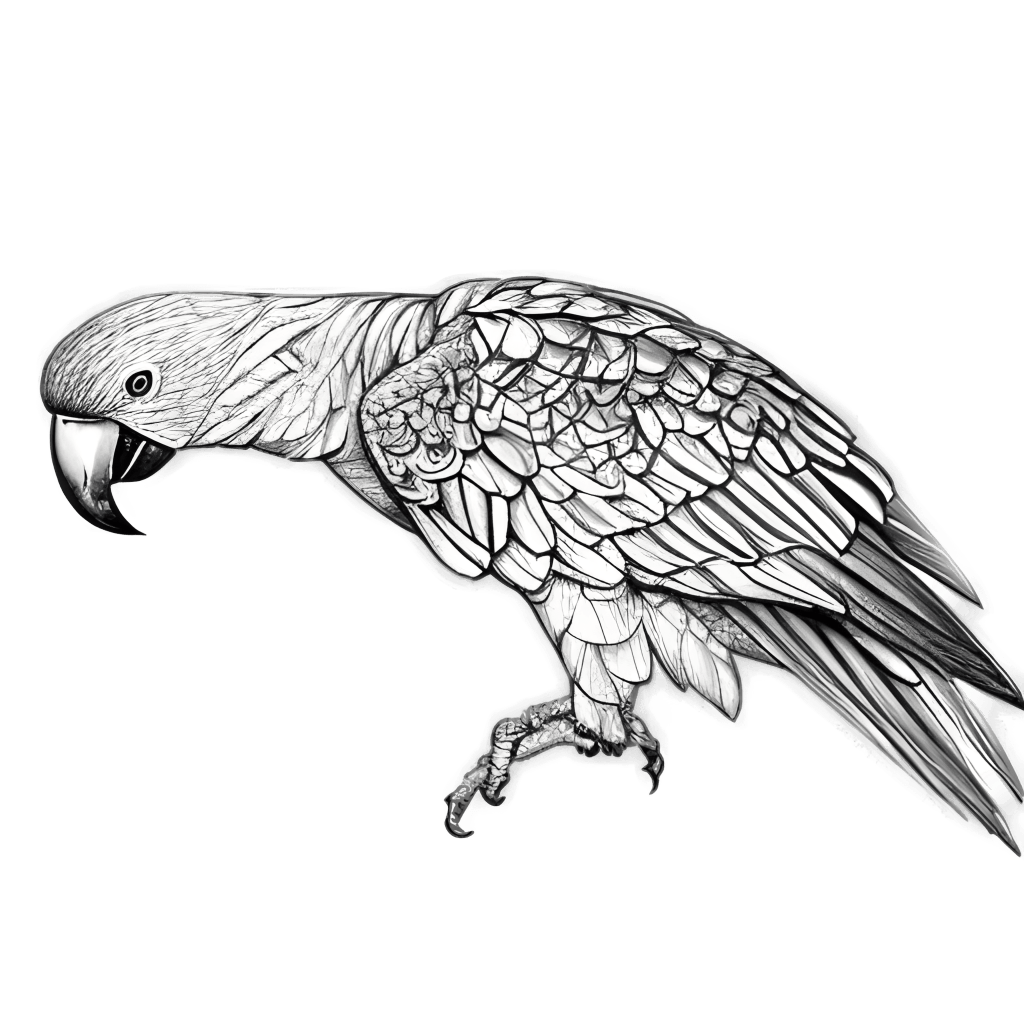 Line Art Adult Coloring Book Beautiful Cockatoo Parrot · Creative Fabrica