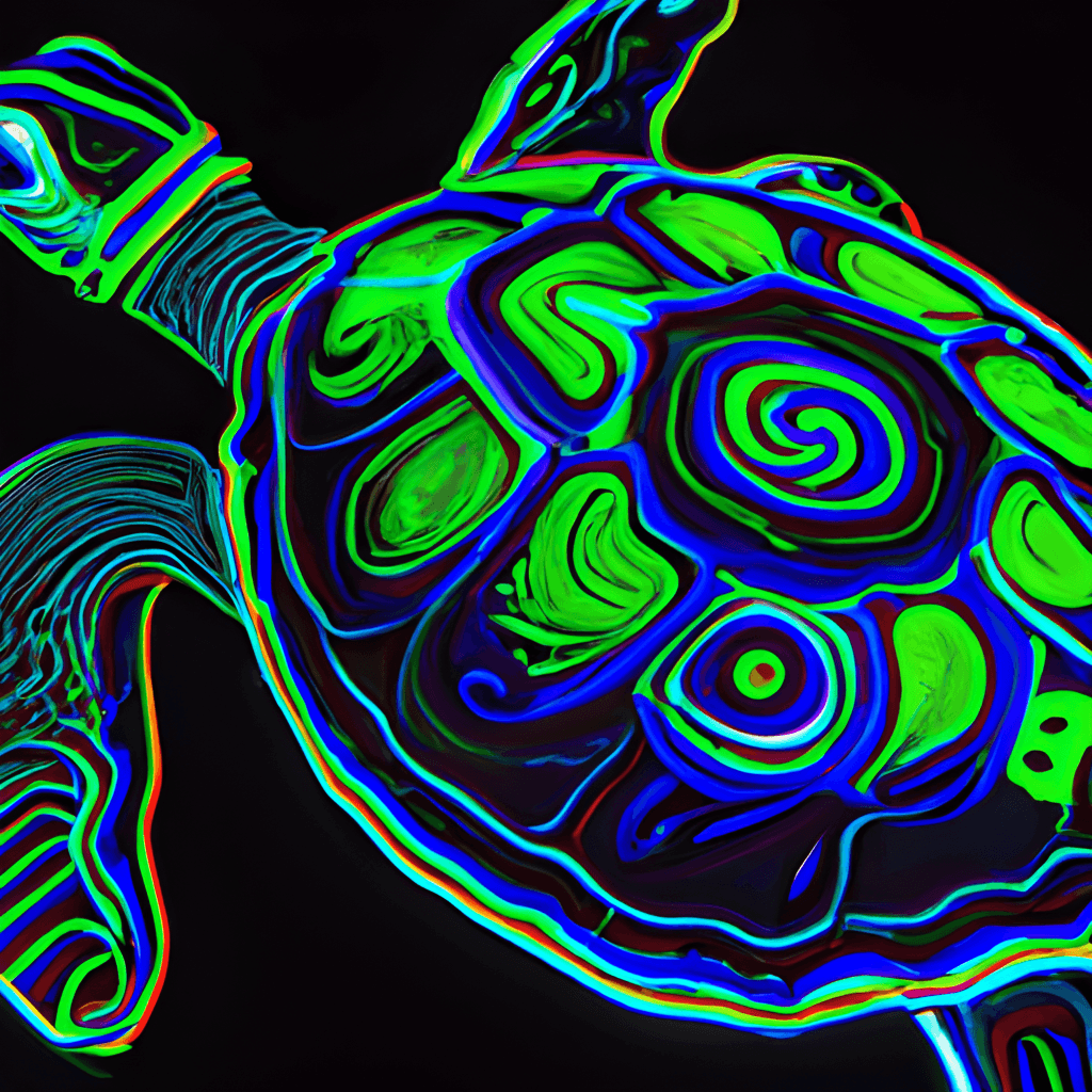 Neon Sea Turtle Graphic · Creative Fabrica