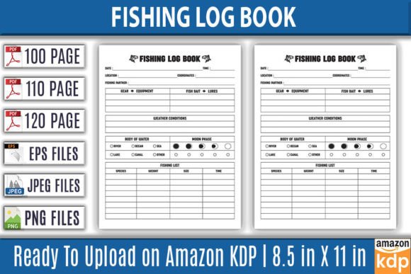 Fishing Log Book  KDP Interior Gráfico por KDP Pro · Creative Fabrica