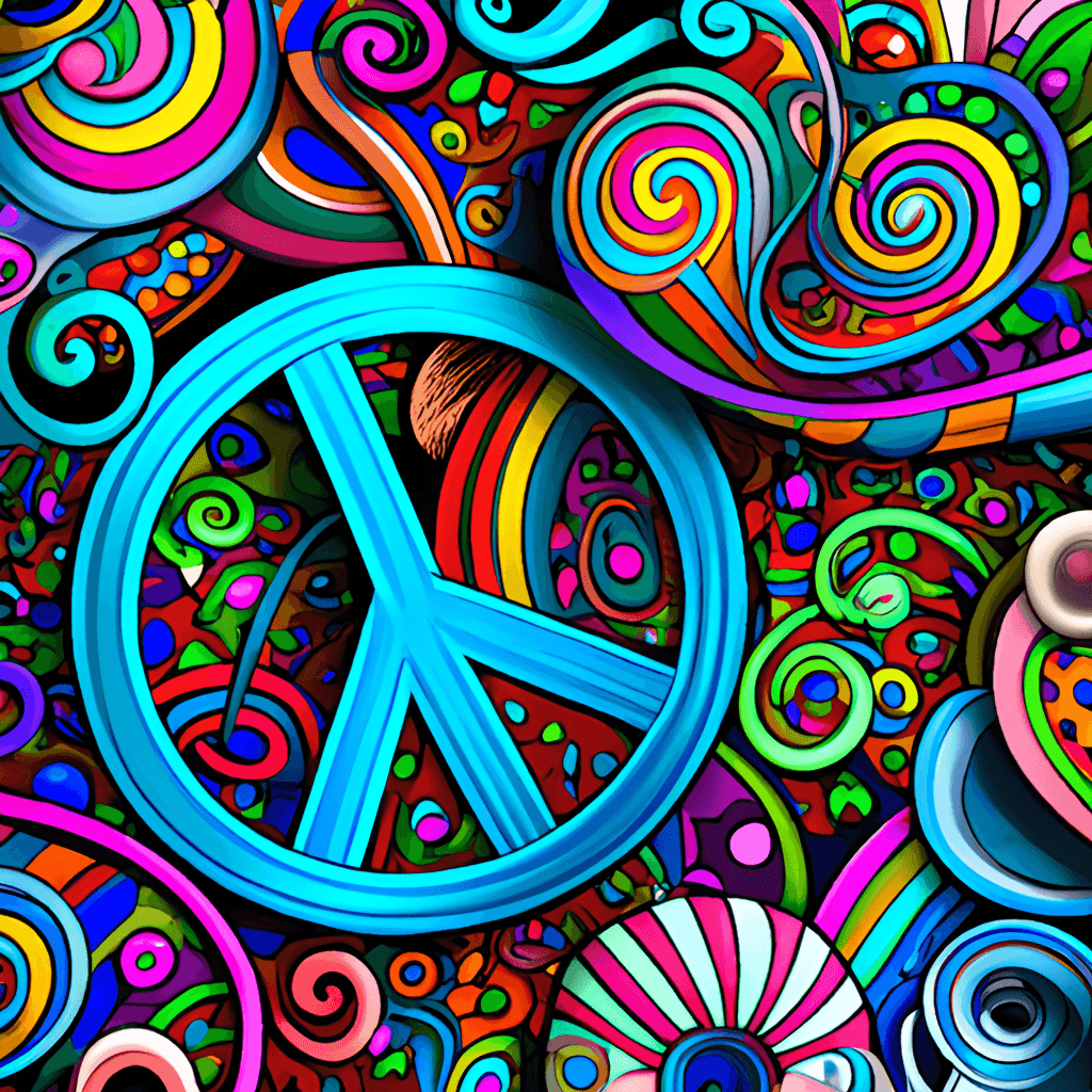 Rainbow Peace Graphic Stained Glass Doodle Art · Creative Fabrica