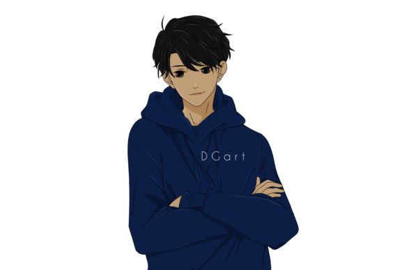 Anime boy with black hair and hoodie, cool anime character. Vector  illustration. 27612091 Vector Art at Vecteezy