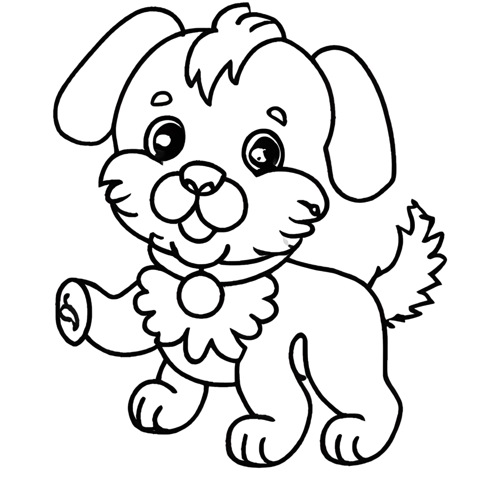 Cute Baby Dog Coloring Page · Creative Fabrica