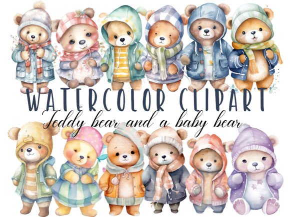 Bear Wearing Clothes Water Color Gráfico por Color Me Beautiful · Creative  Fabrica