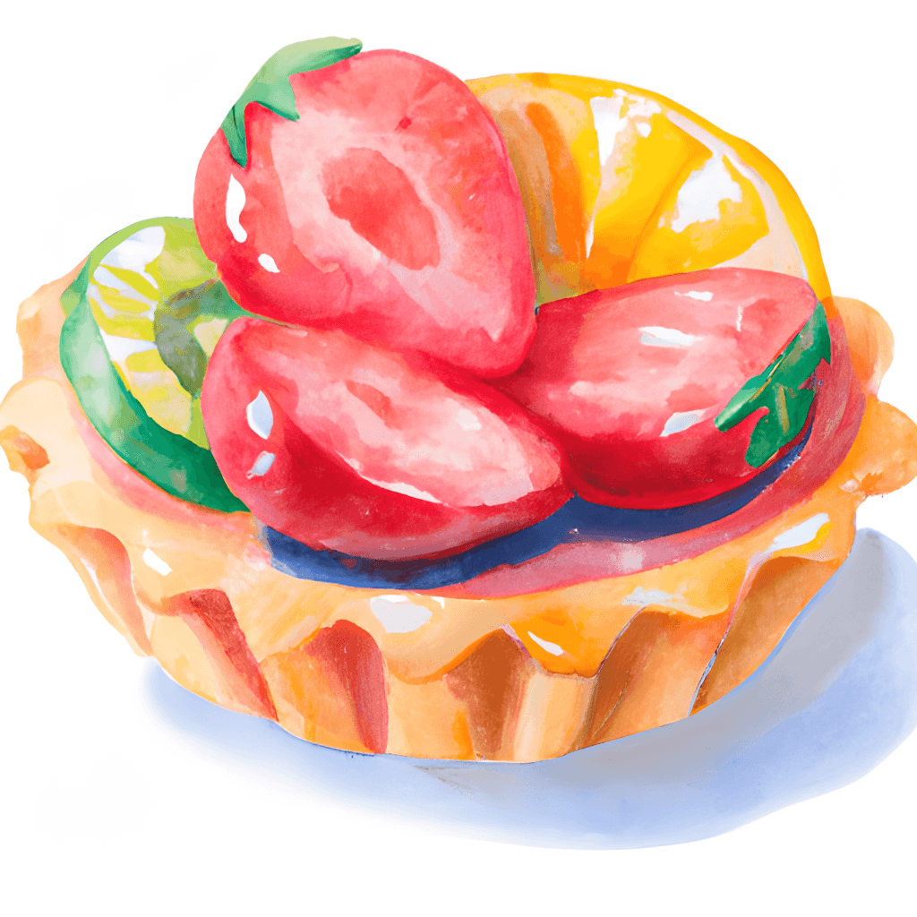 Cute Watercolor Painting of a Fruit Tart · Creative Fabrica