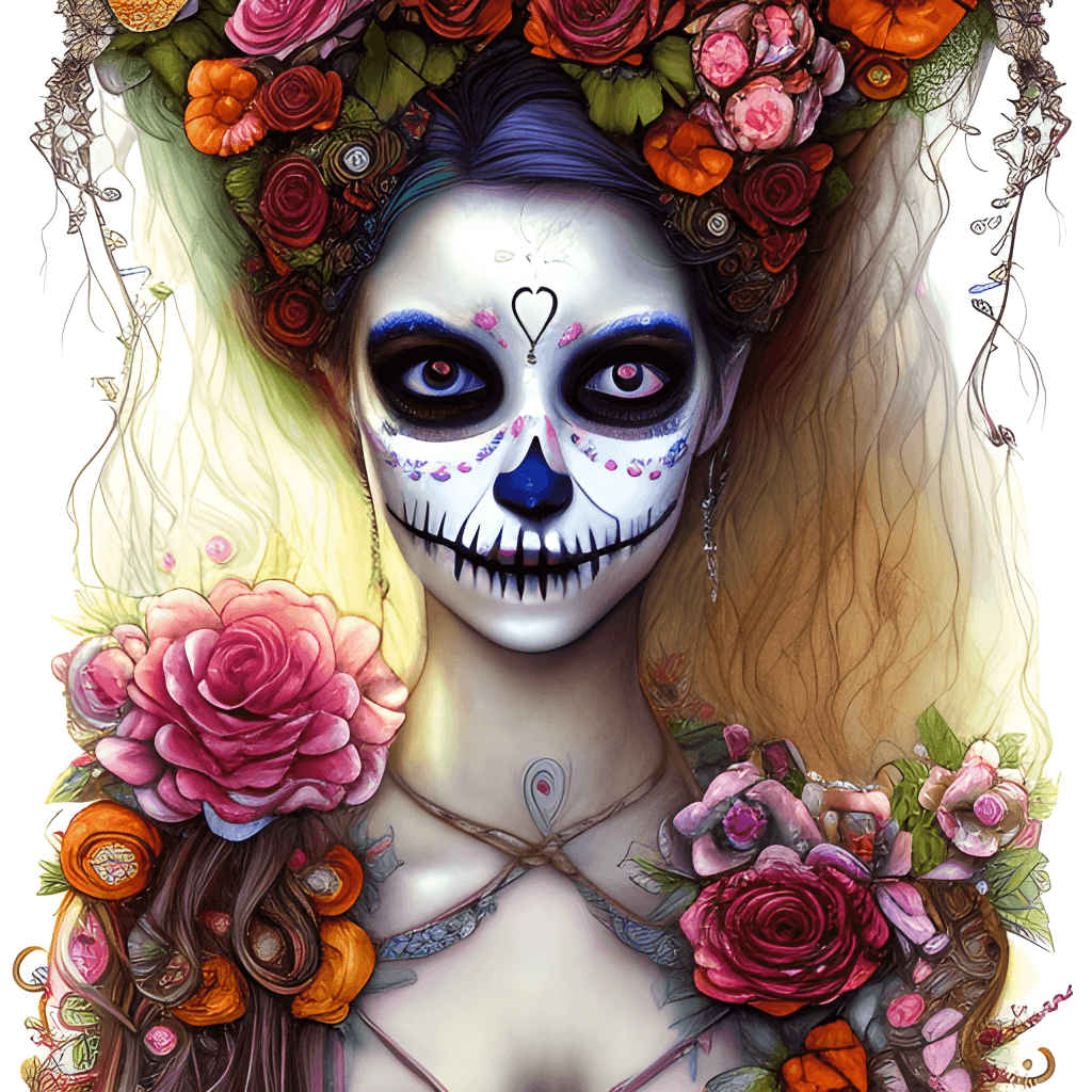Intricate Day of the Dead Woman Digital Graphic · Creative Fabrica