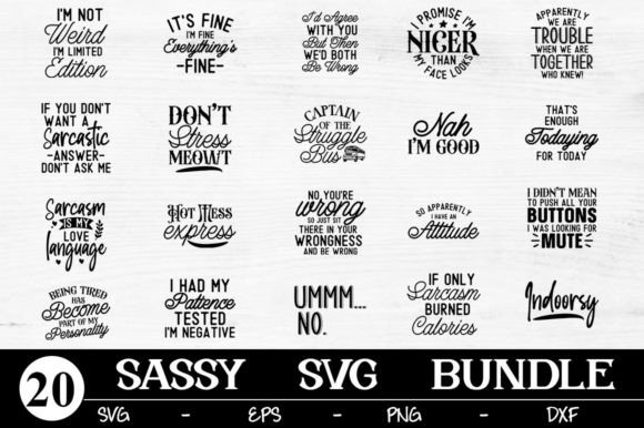 Sassy Bundle Svg Sarcastic Cut File Graphic By Svgcraft · Creative Fabrica