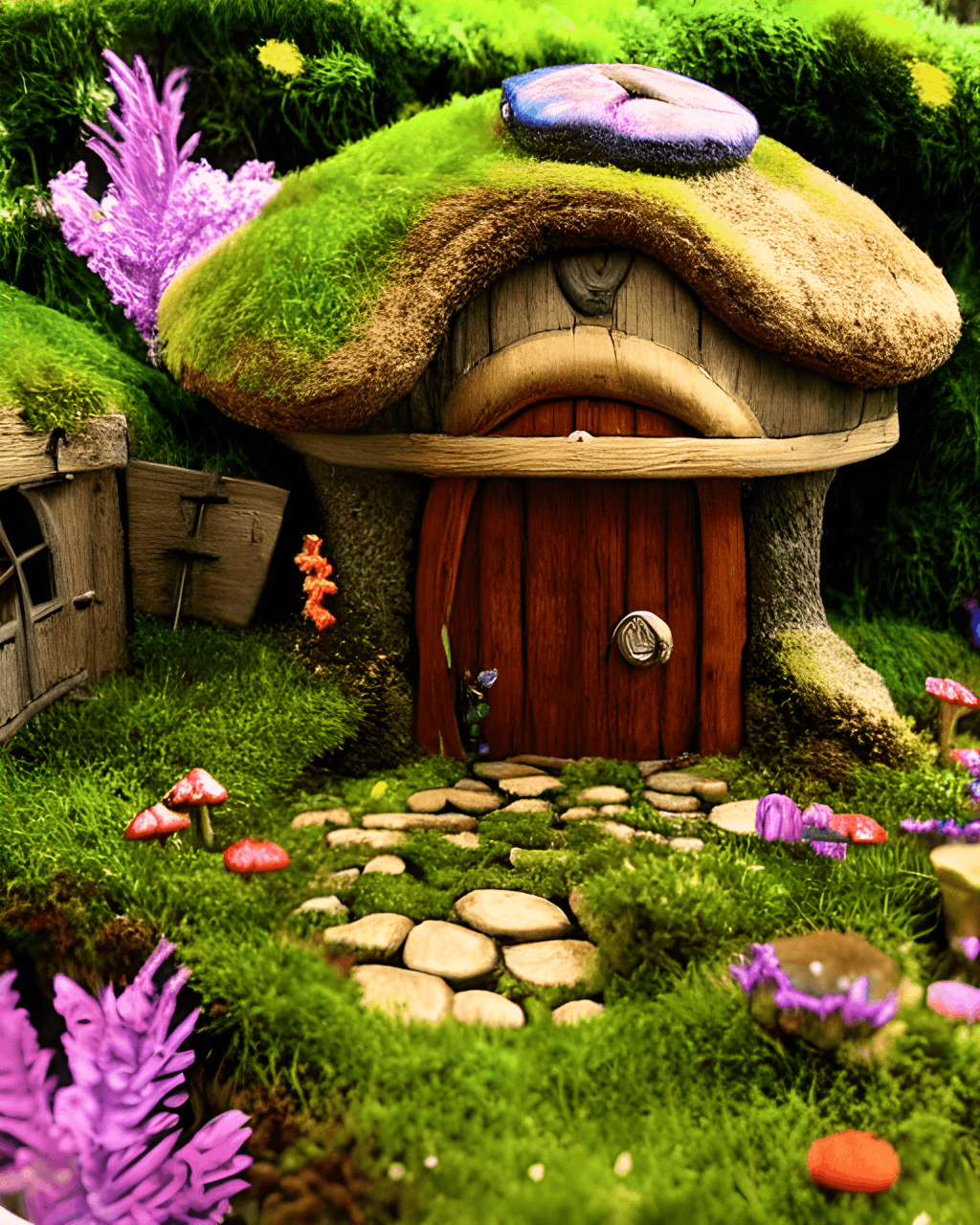 Toadstool Hobbit House in an Enchanted Forest · Creative Fabrica