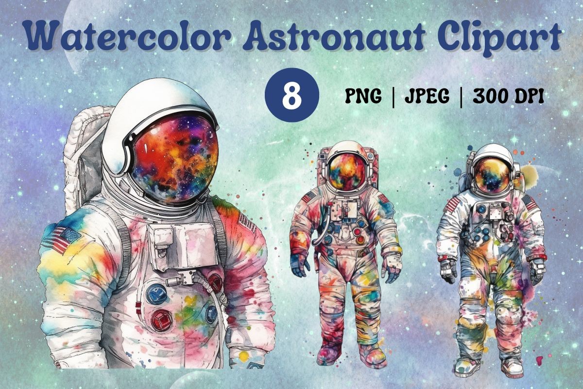 8 Watercolor Astronaut Sublimations Graphic By Brown Cupple Design