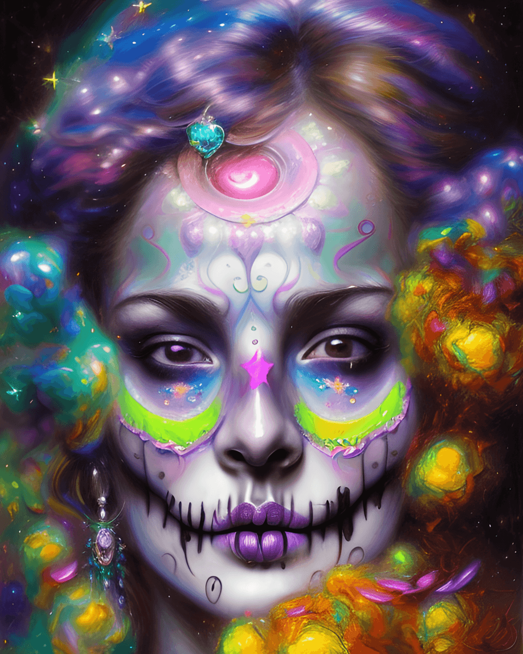 Astral Aurora Cosmic Cute Sugar Skull Pastel Graphic · Creative Fabrica