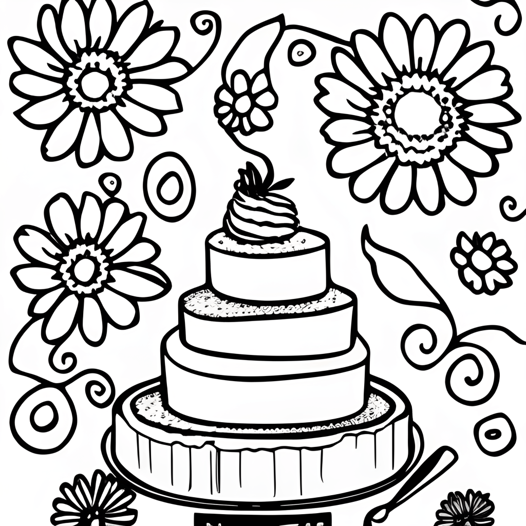 Dibujo de Pastel de bodas para colorear