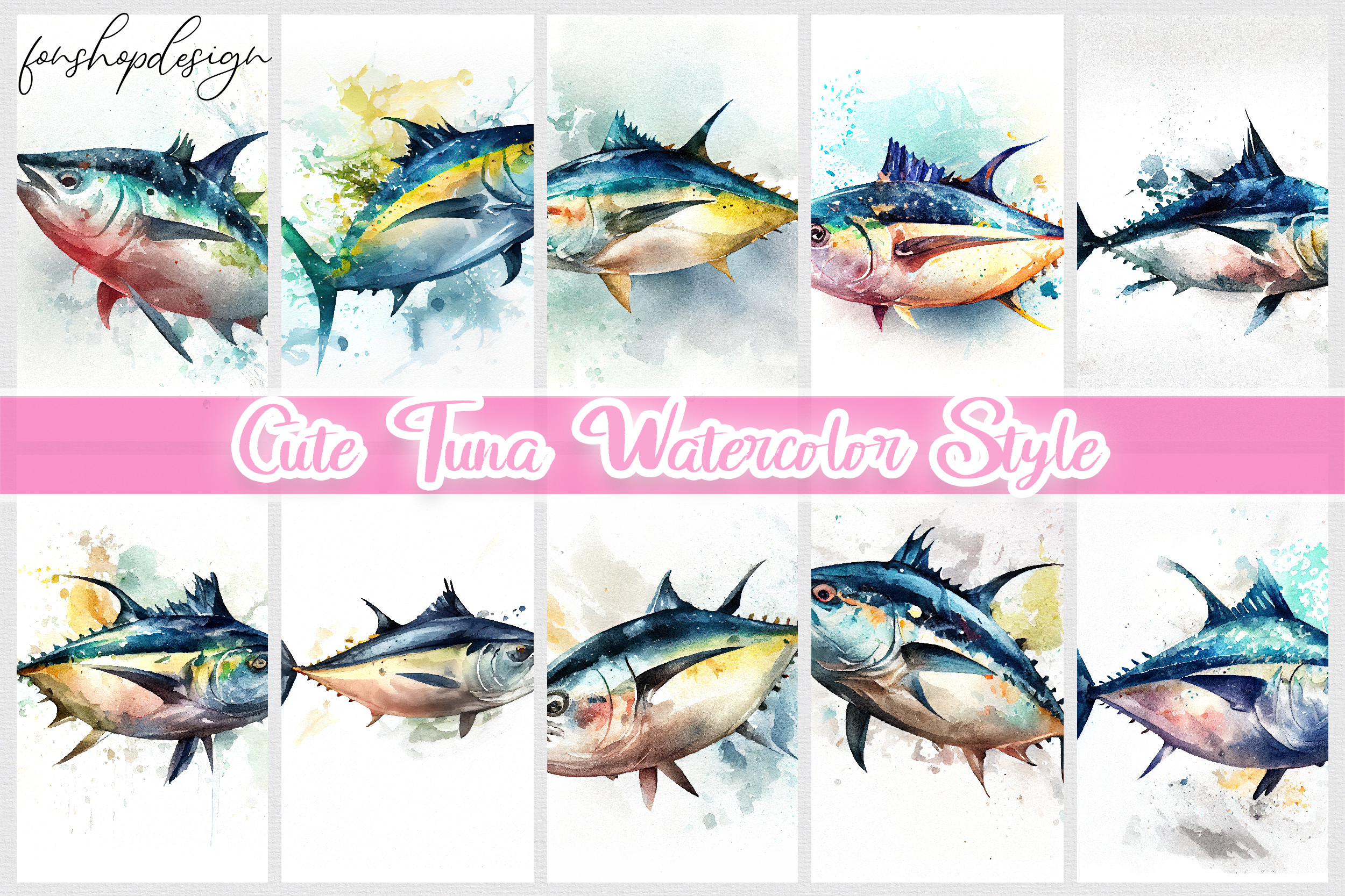 Watercolor Tuna Tail  Sticker for Sale by Michael Garber