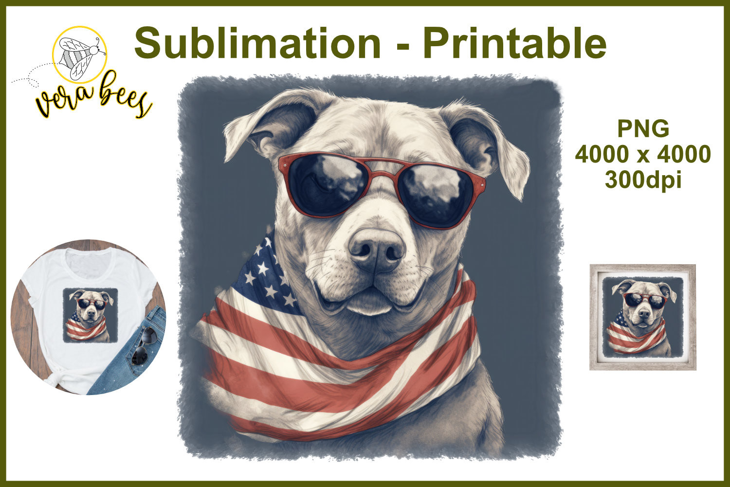 Patriotic Dog - USA - Sublimation Png Graphic by Vera Bees Svgs & More ...