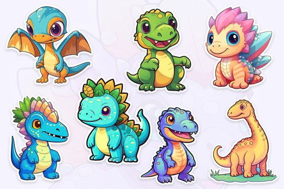Cute Dinosaur Bundle Pack Sticker for Sale by MarinaGorban