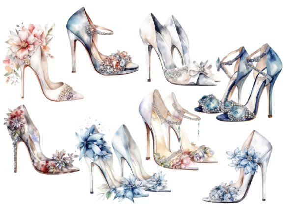 Watercolor Bridal High Heels Clipart Graphic by Design SVG · Creative  Fabrica