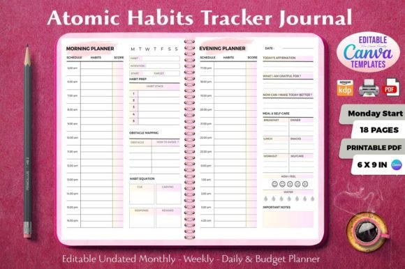 Monthly Habit Tracker Digital Bullet Journal Starter Kit Productivity  Planner 