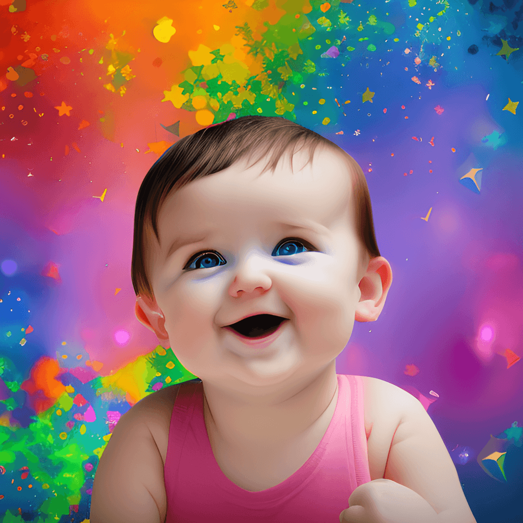 Colorful Baby Happy Faces with Fantasy Backgrounds · Creative Fabrica