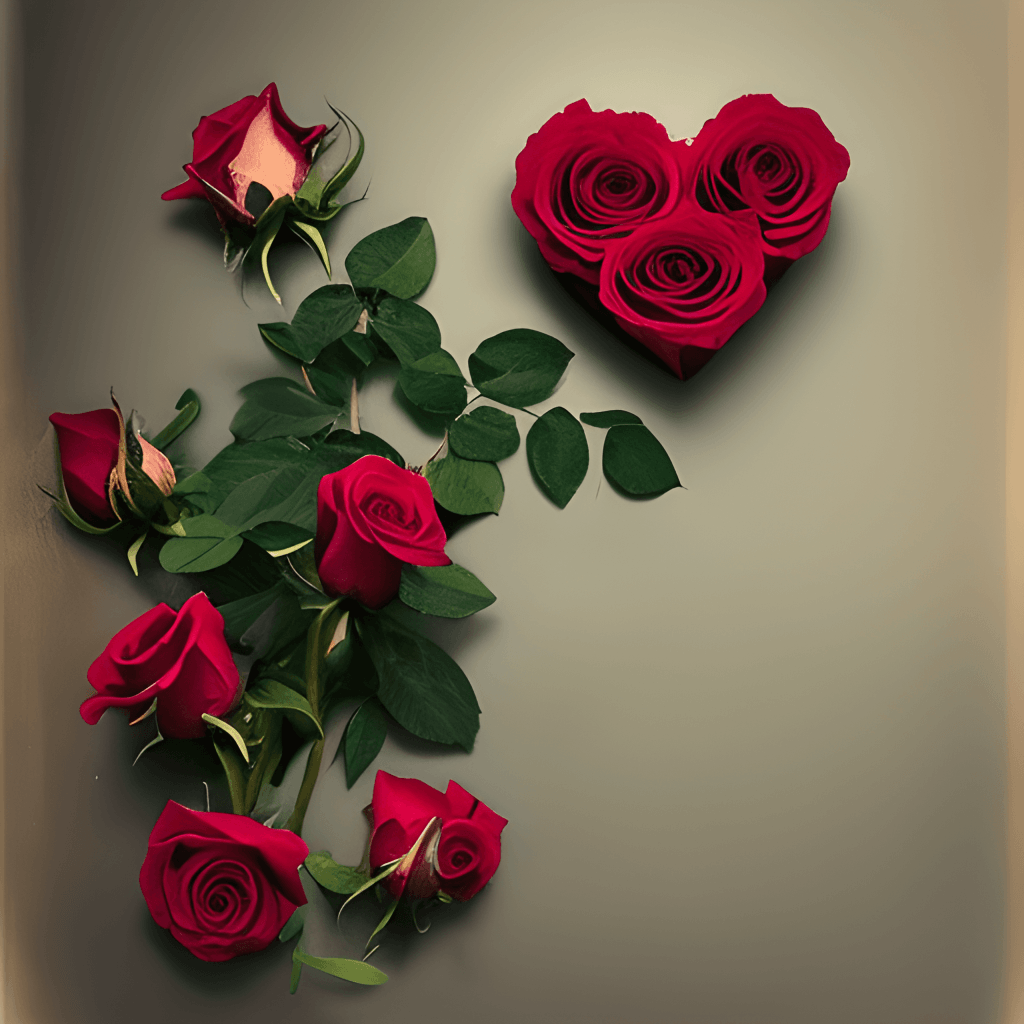 Romantic Atmosphere Hearts and Roses · Creative Fabrica