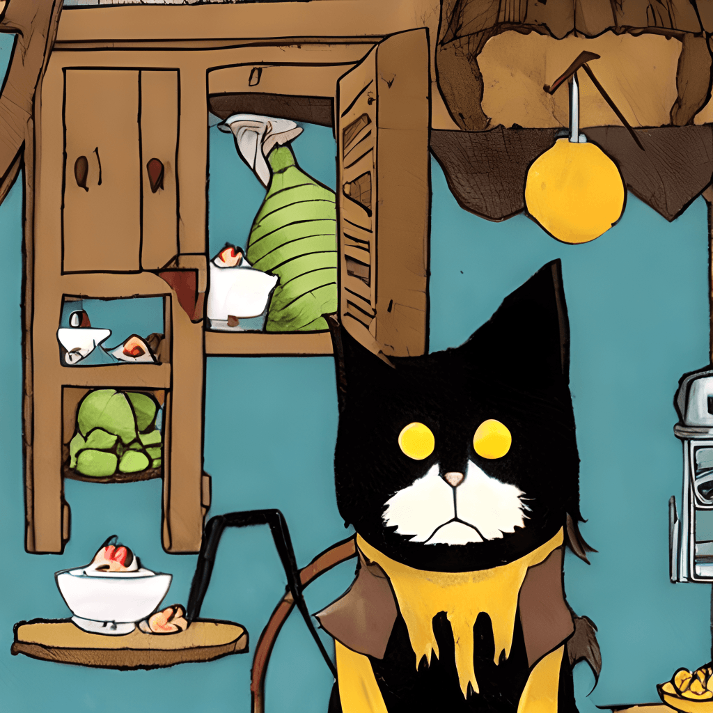 Witch Cat in Witch Kitchen · Creative Fabrica