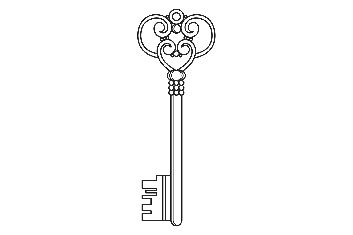 Ornate Skeleton Key Drawing. Door Lock S Graphic by onyxproj · Creative ...