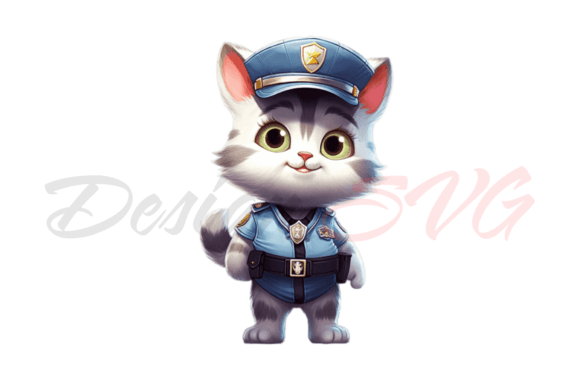Cute Police Cat Bundle Clipart Png Graphic by Design SVG · Creative Fabrica