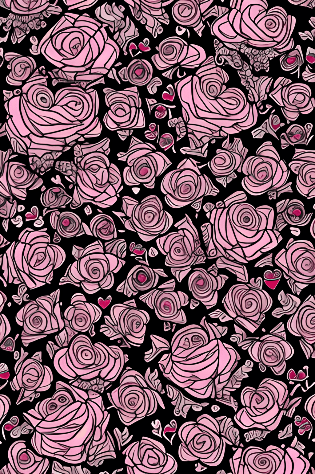 Seamless Pattern of Roses Heart Shapes and Stars Transparent · Creative ...