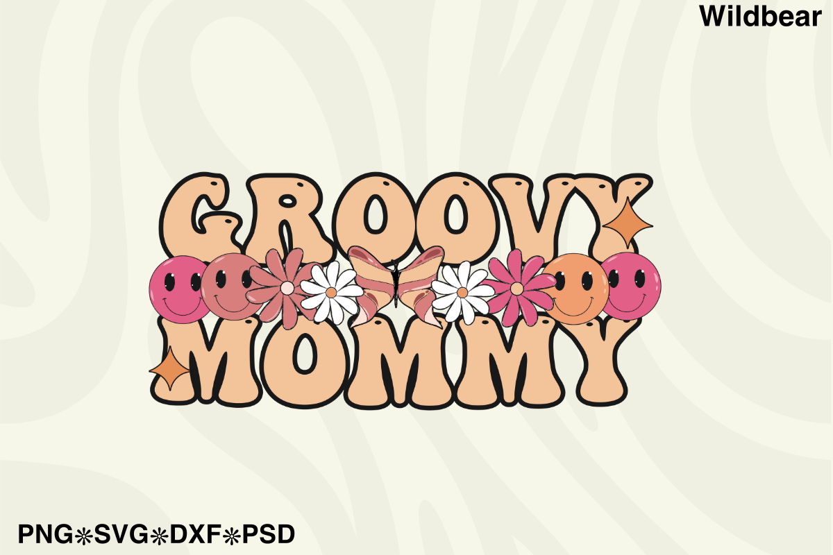 Groovy Mommy | Retro Slogan Graphic by Clipart Time · Creative Fabrica