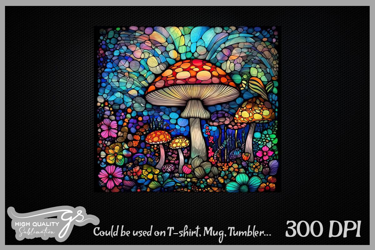 Mushroom Stained Glass Background Graphic by Glamousita.Sublimation ...