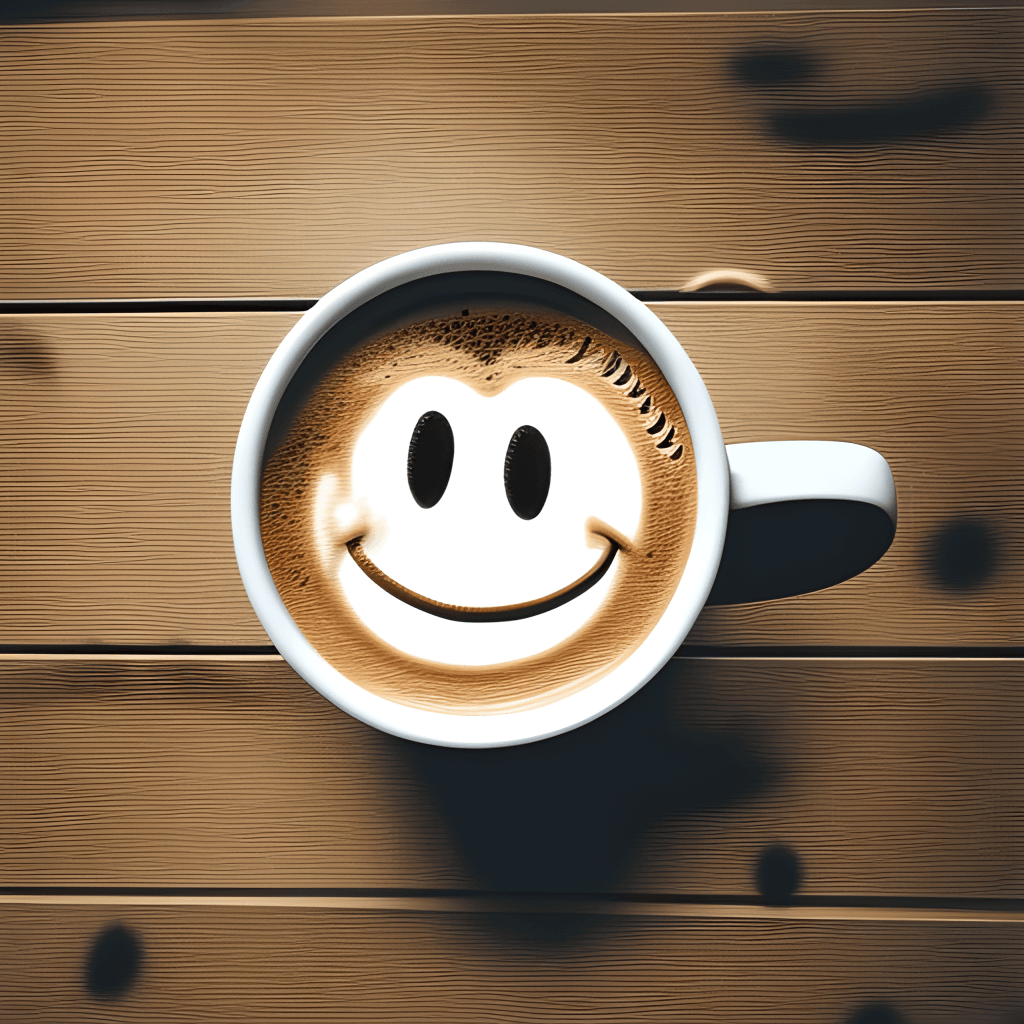 Aesthetic Latte in a Mug with Smiley Face in the Foam · Creative Fabrica