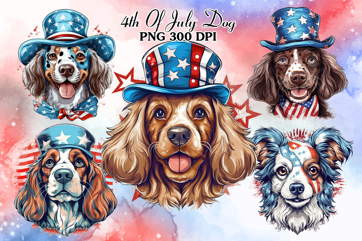 4th of July Dog Sublimation Clipart Graphic by Cat Lady · Creative Fabrica