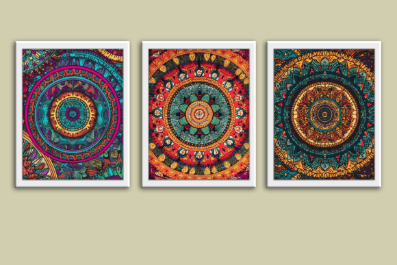 Boho Mandala Colorful Wall Art Prints Graphic by Red Gypsy Vintage Arts ·  Creative Fabrica